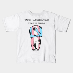 Under construction, please be patient - trans pride Kids T-Shirt